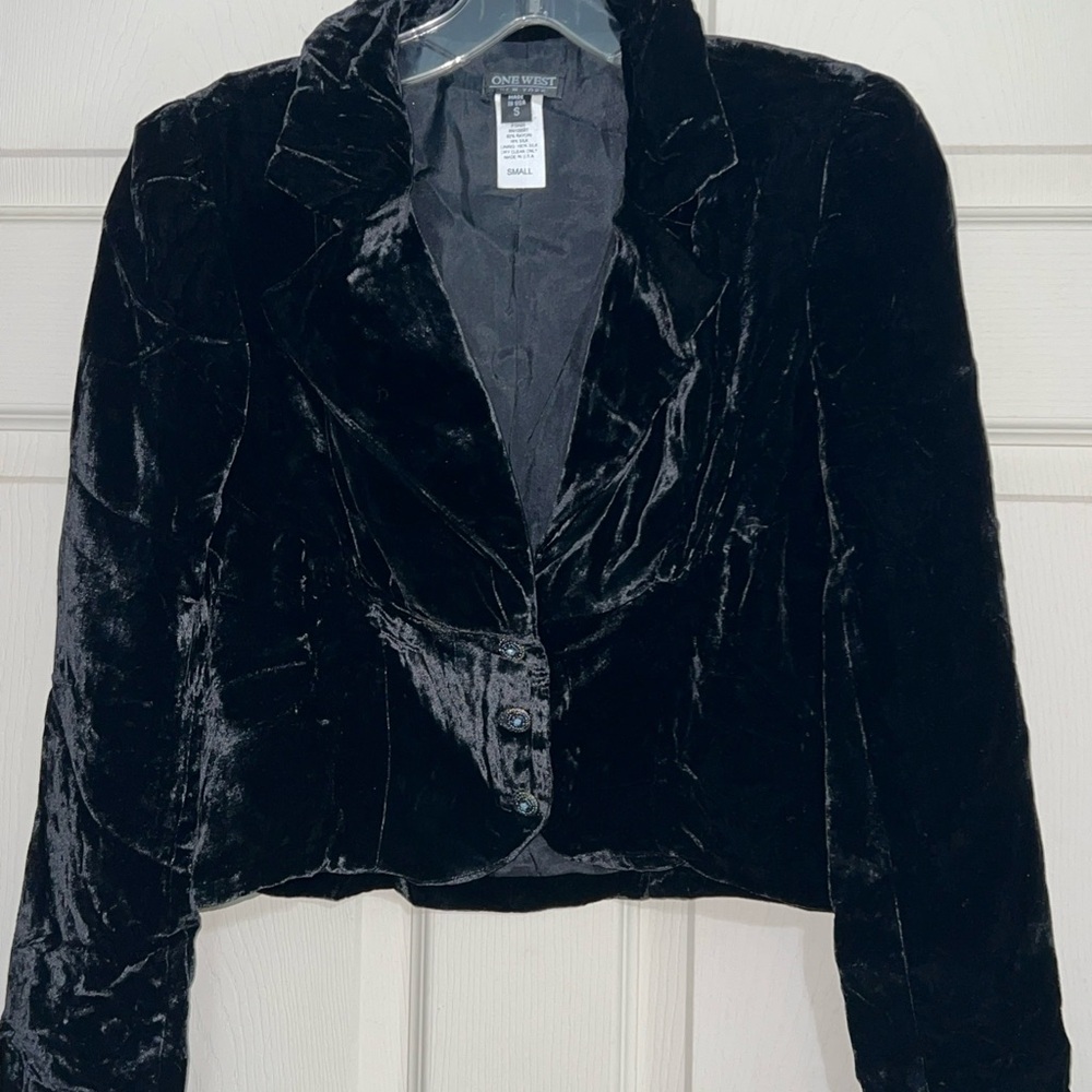 One west Vintage velvet Black Jacket with Classic Design size S